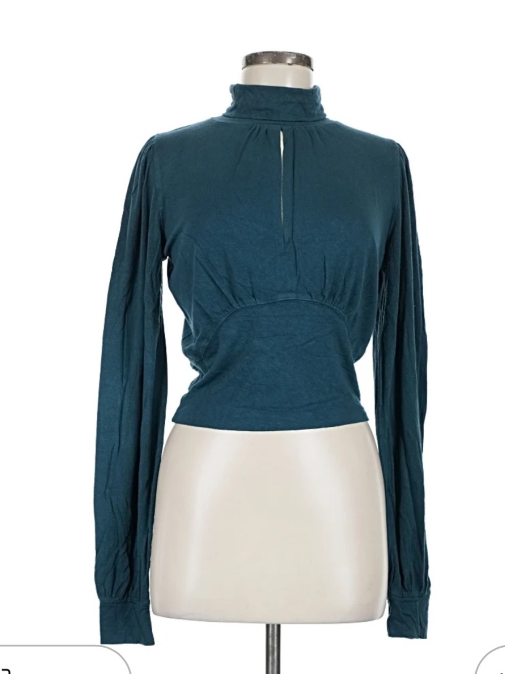 Anthropologie Free People Teal mock neck blouse medium